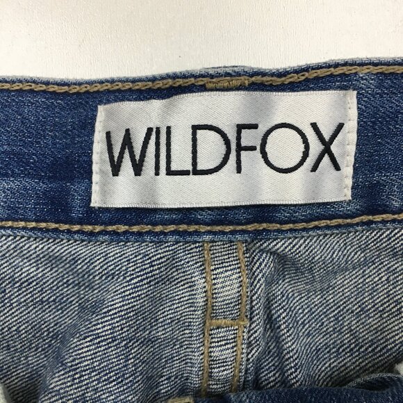 WILDFOX Logo Hardware Bijoux Boyfriend Short Fallen Wash Distressed Denim Shorts - Picture 2 of 10